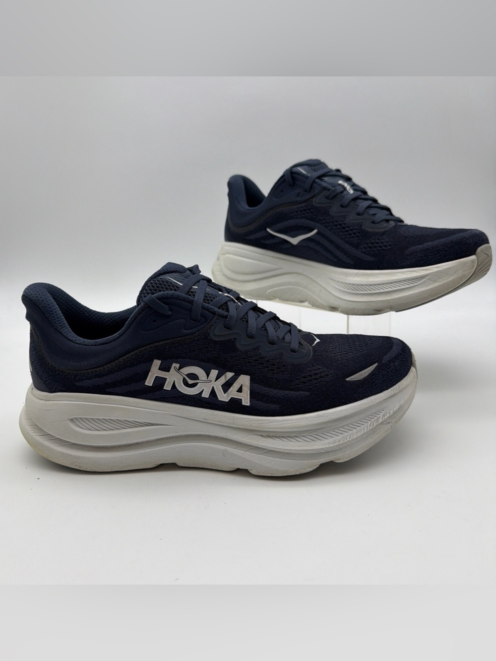 Hoka Mens Bondi 9 Running Shoes Blue Walking Gym Athletic Sneakers Size 10.5D